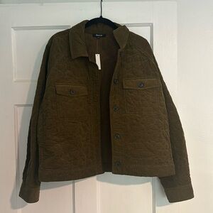 madewell brown corduroy floral design jacket